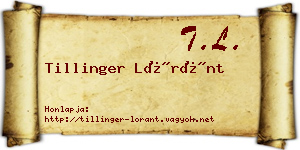 Tillinger Lóránt névjegykártya